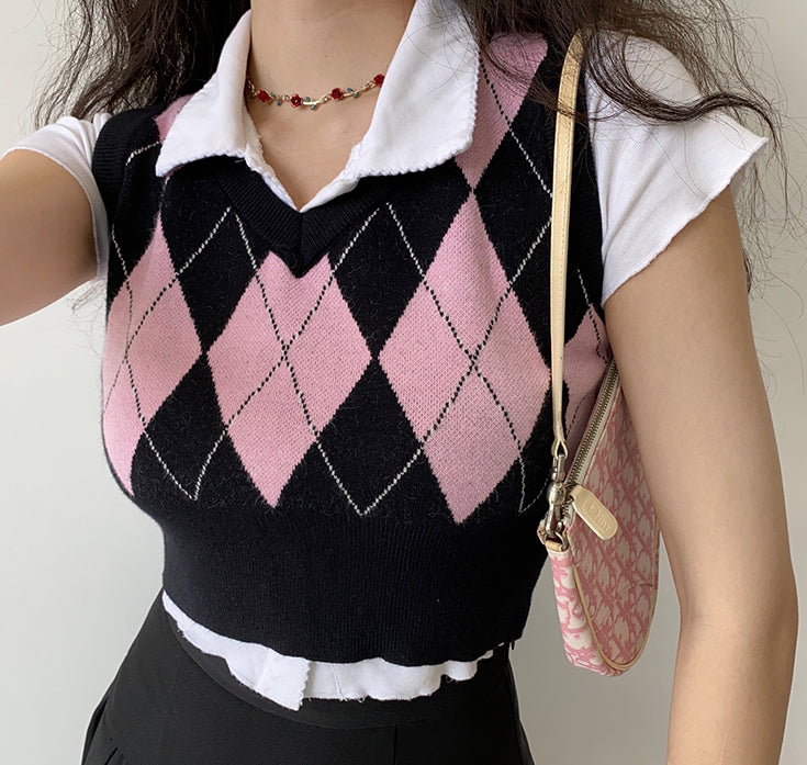 Babydoll Argyle Vest