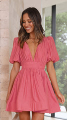 Asymmetric Lantern Short Sleeves Dress