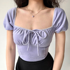 Aiko Velvet Puff Top ~ HANDMADE