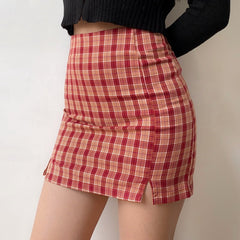 Red Cara Plaid Skirt