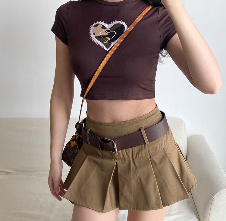 Y2K Corduroy Pleated Mini Skirt