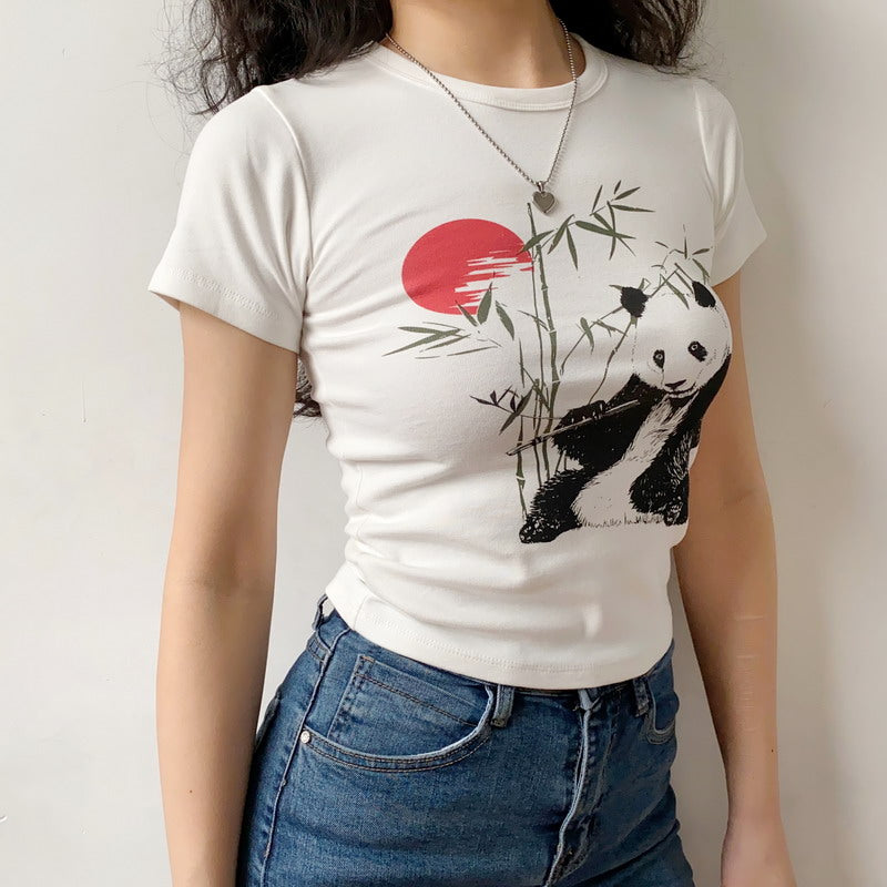 Bamboo Panda Graphic T-shirt ~ HANDMADE