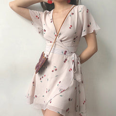 60s Style Cherry Wrap Dress