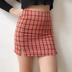 Red Cara Plaid Skirt