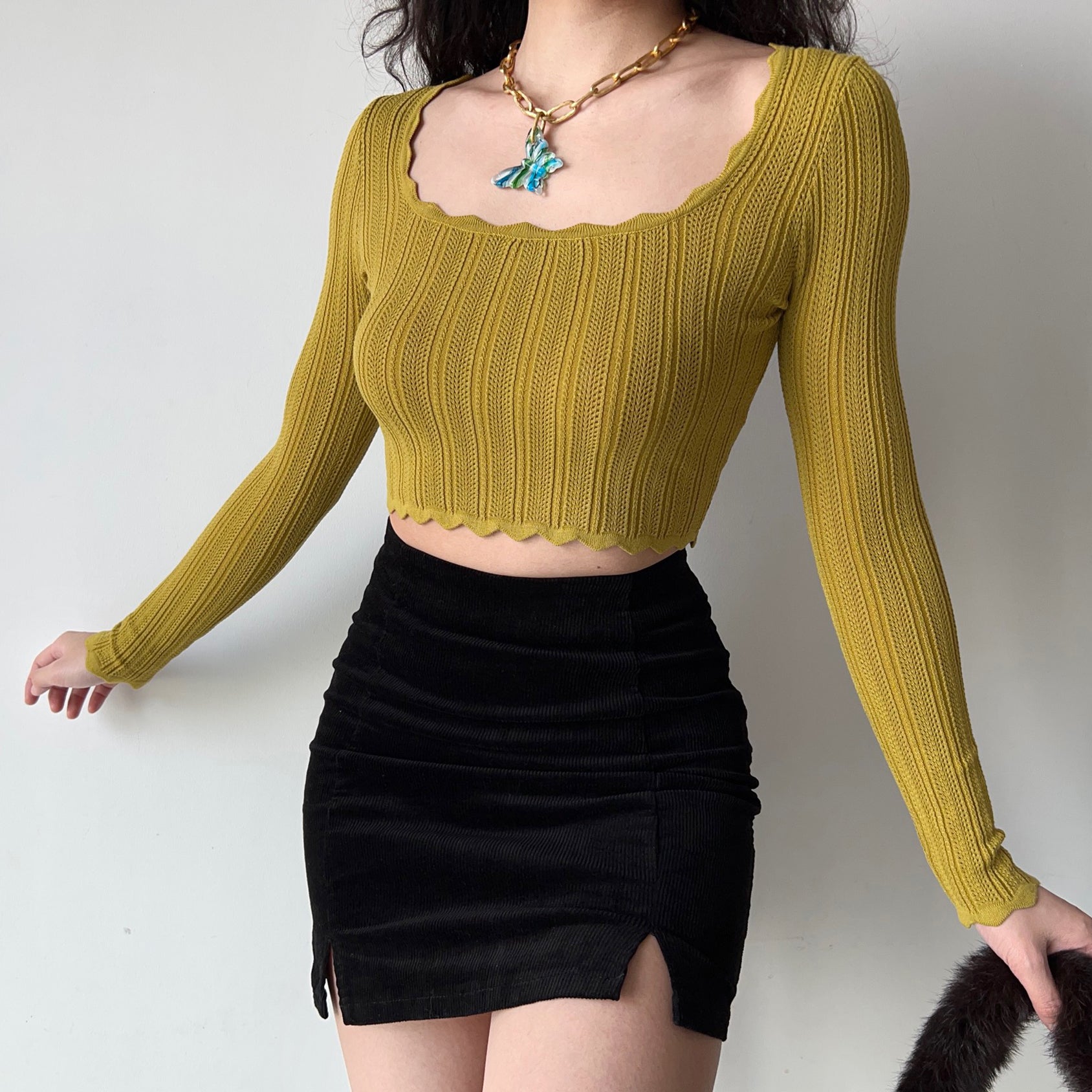 1960 Mustard Wave Sweater