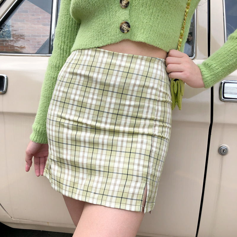 Cara Plaid Skirt // Green