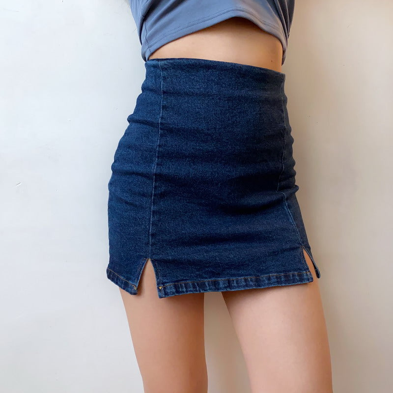 Denim Split Skirt