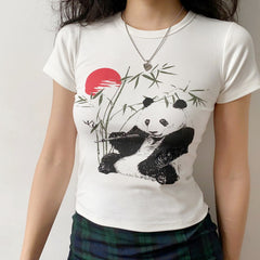 Bamboo Panda Graphic T-shirt ~ HANDMADE