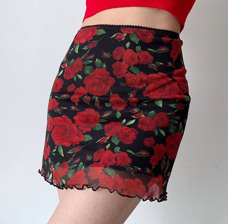 Vintage Roses Mesh Skirt ~ HANDMADE