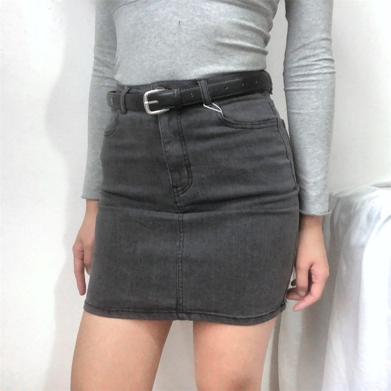 Retro High-Waisted Denim Skirt
