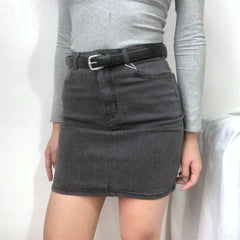 Retro High-Waisted Denim Skirt