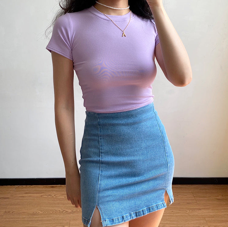 Denim Split Skirt