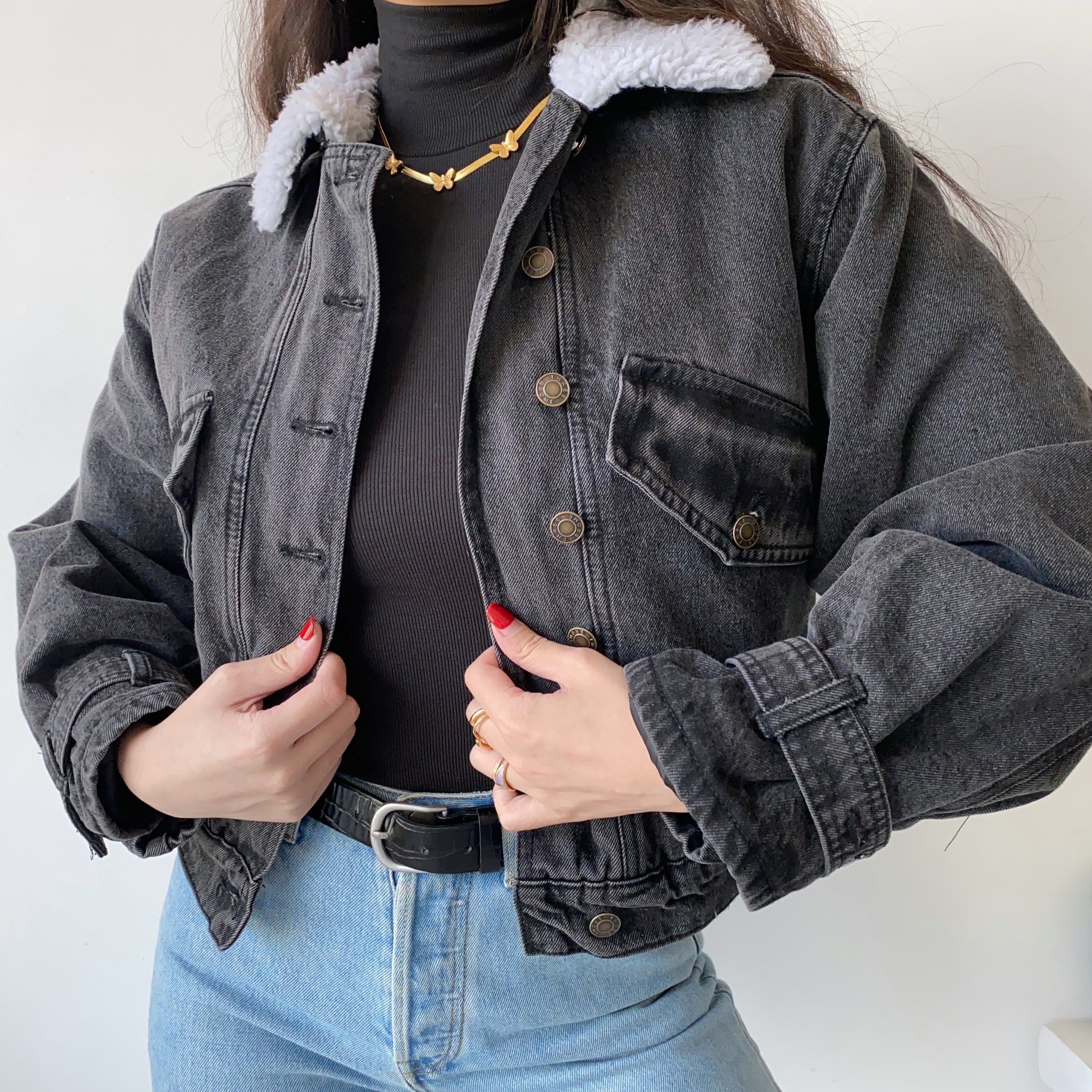 1995 Fur Collar Denim Jacket