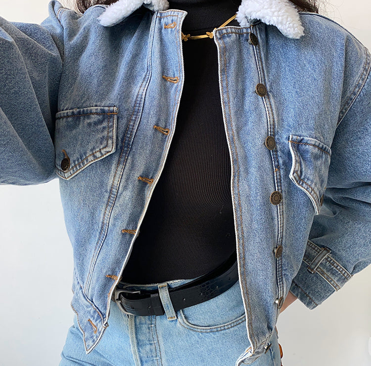 1995 Fur Collar Denim Jacket