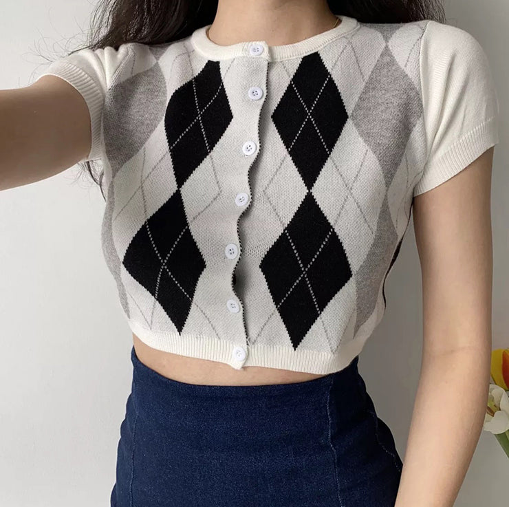 Diamond Contrast Button Shirt