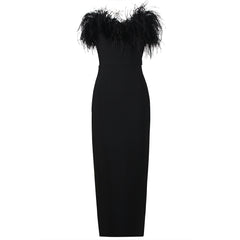 Arouette Off Shoulder Cutout Feather Satin Dress