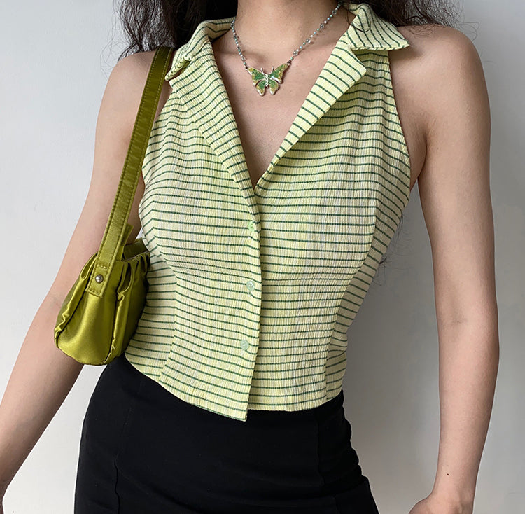 80s Lime Button Vest ~ HANDMADE