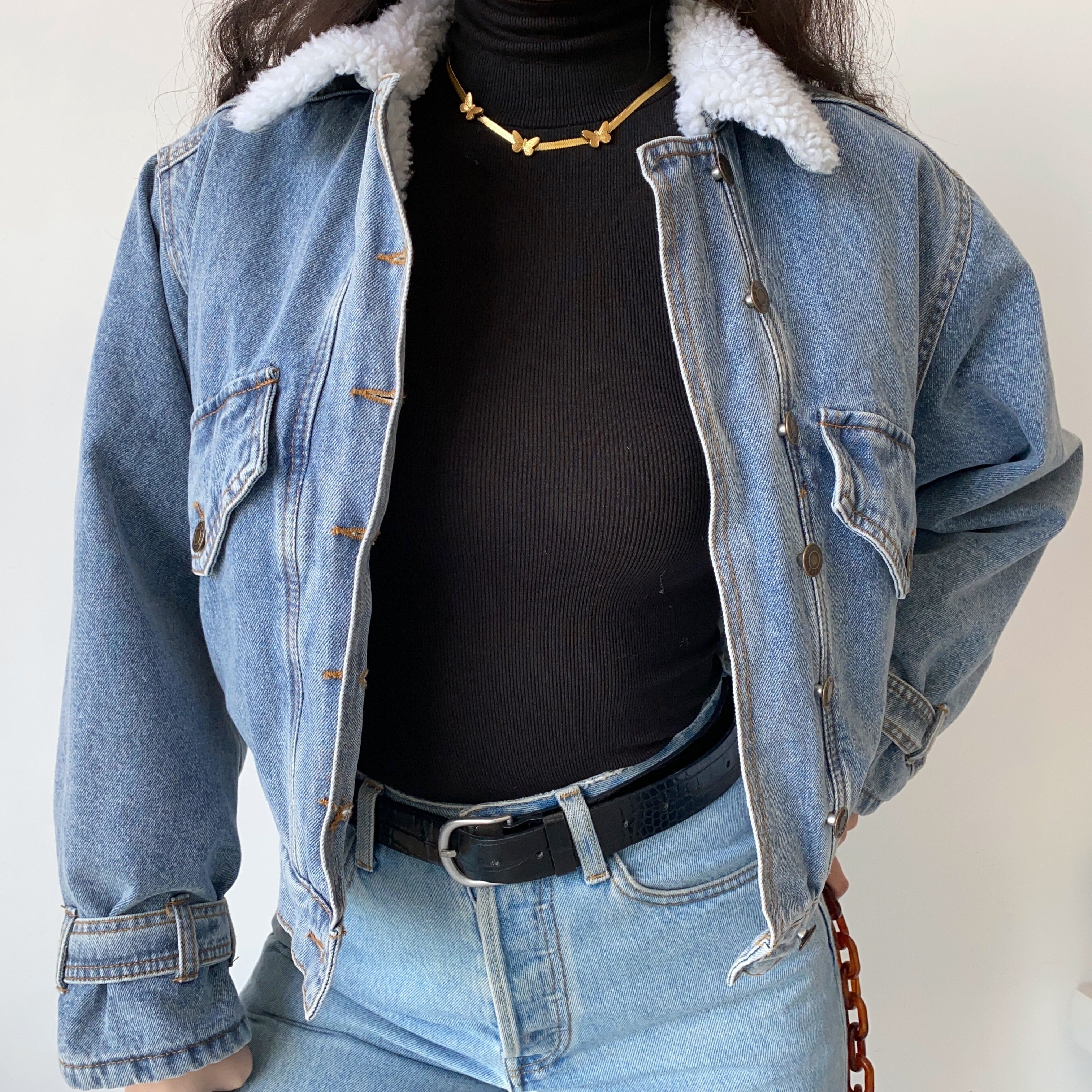 1995 Fur Collar Denim Jacket