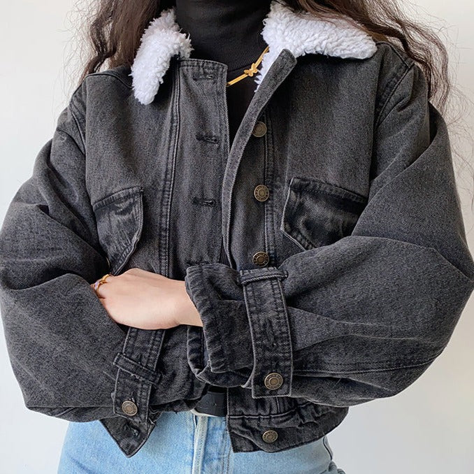 1995 Fur Collar Denim Jacket