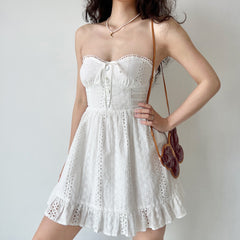 Fawn Poplin Embroidered Dress ~ HANDMADE