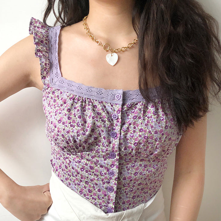 Amelie Floral Lace Tank ~ HANDMADE