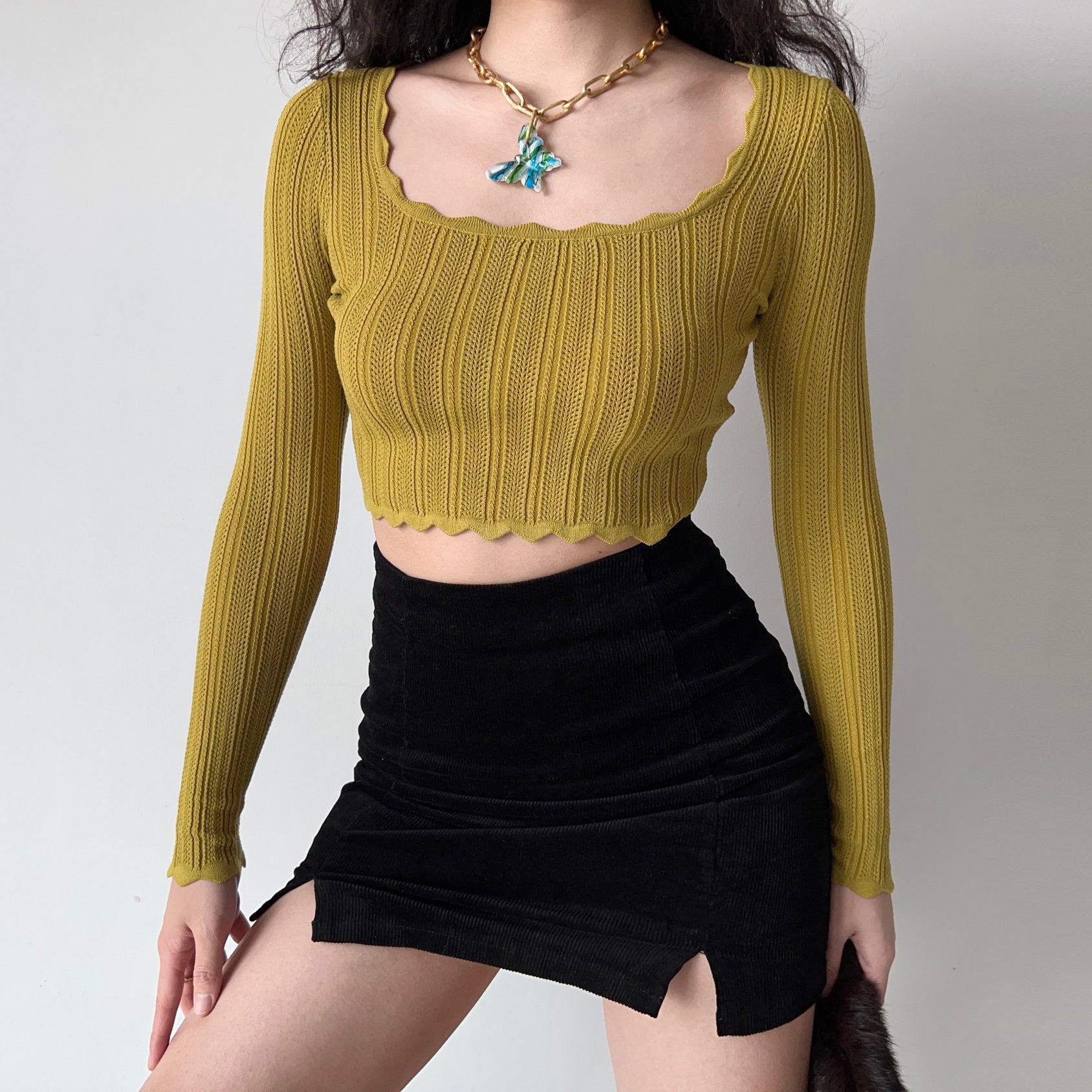 1960 Mustard Wave Sweater