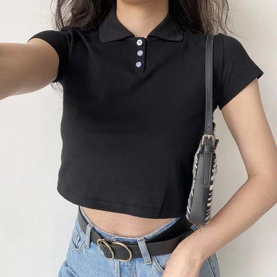 Basics Crop Polo Top