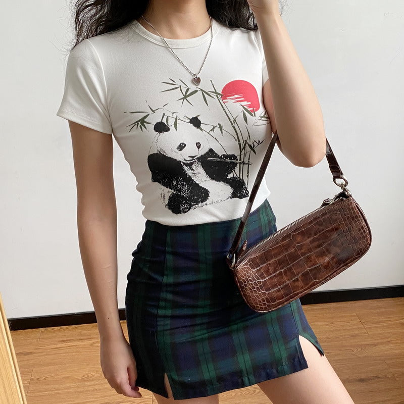 Bamboo Panda Graphic T-shirt ~ HANDMADE