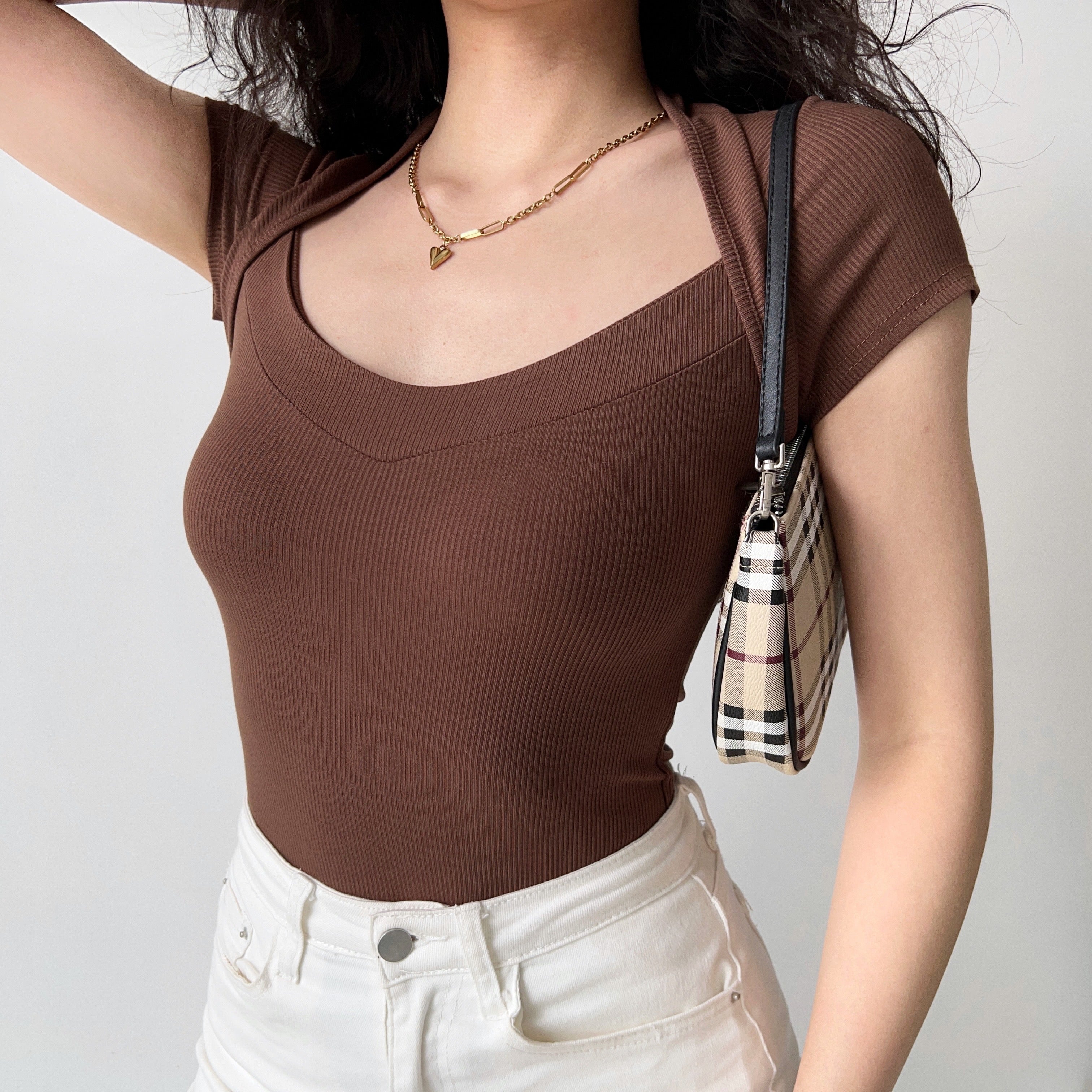 Basics Cross Shoulder Top