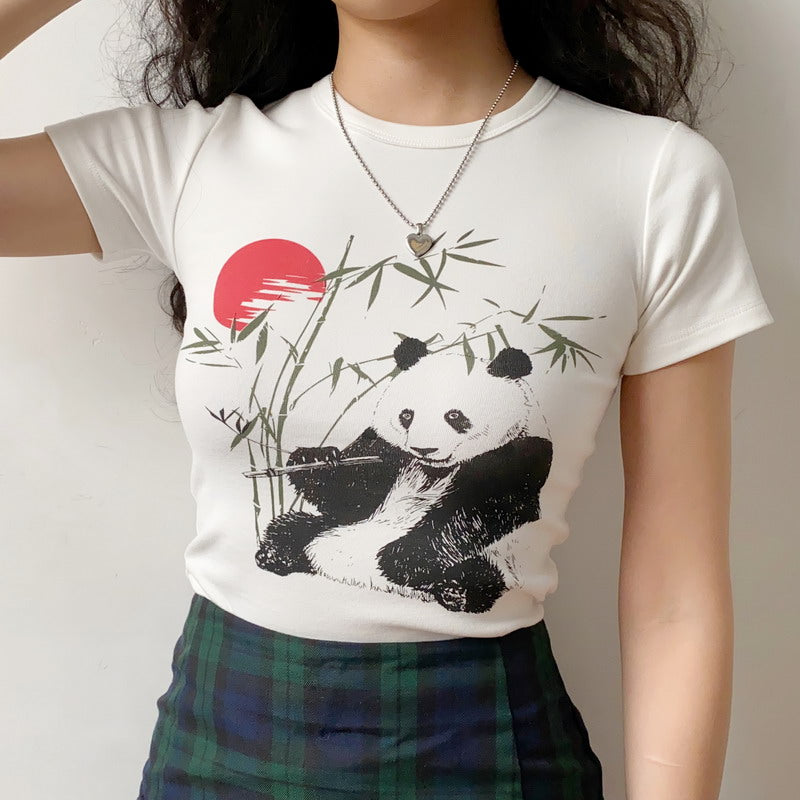 Bamboo Panda Graphic T-shirt ~ HANDMADE