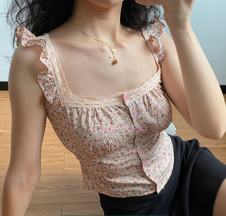 Amelie Floral Lace Tank ~ HANDMADE