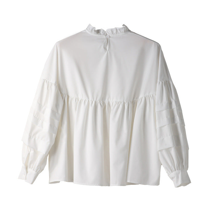 High-neck Loose Solid Urban Blouse