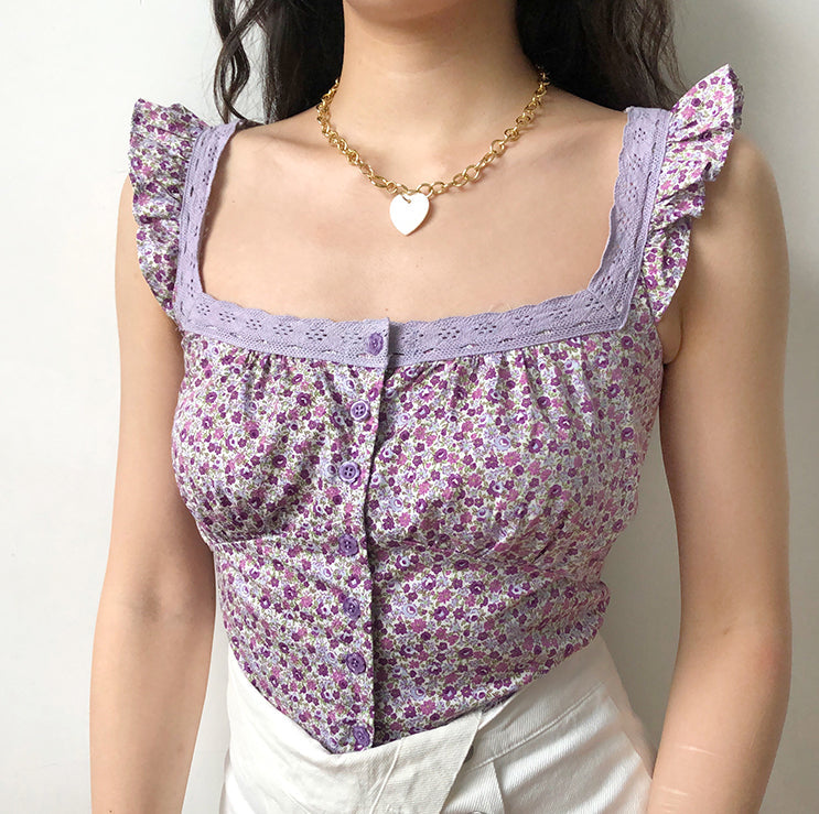 Amelie Floral Lace Tank ~ HANDMADE