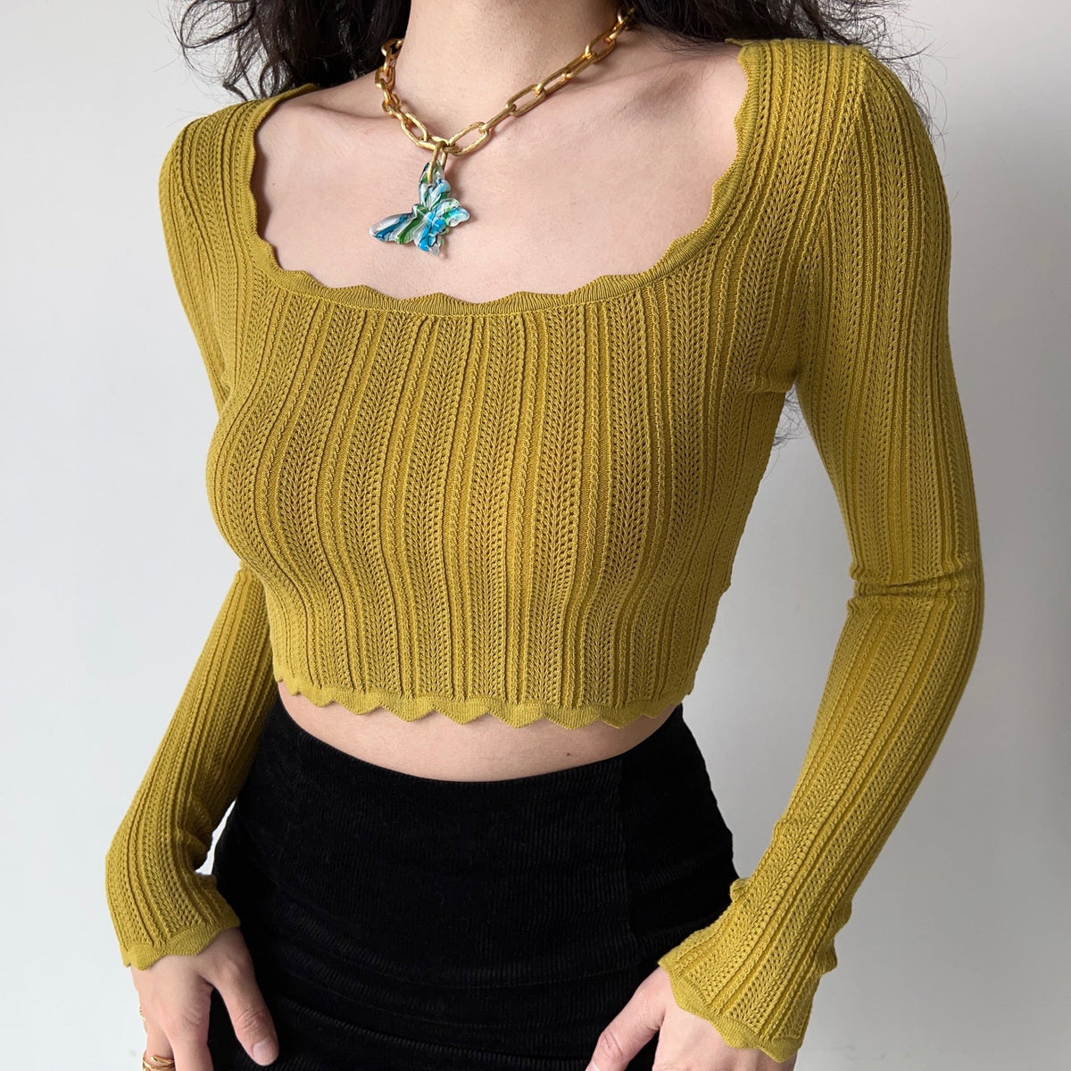 1960 Mustard Wave Sweater