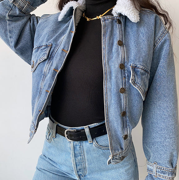 1995 Fur Collar Denim Jacket