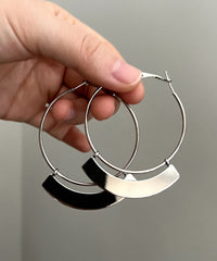 Oversize Silk Sterling Silver Alloy Hoop Earrings