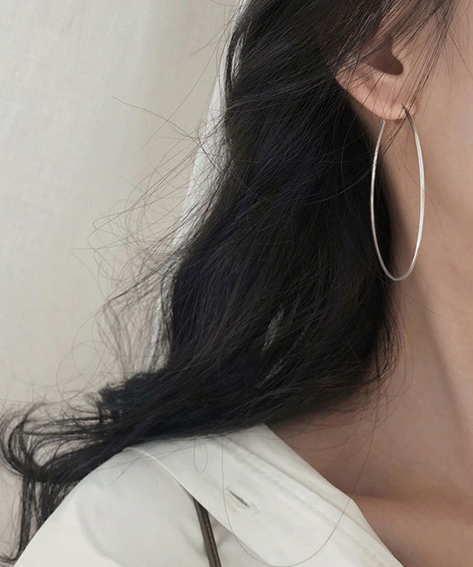 Oversize Silk Sterling Silver Circular Hoop Earrings