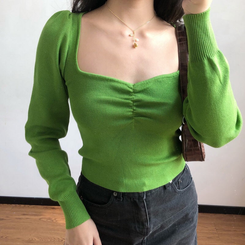 Green Oxford Knit Sweater ~ HANDMADE