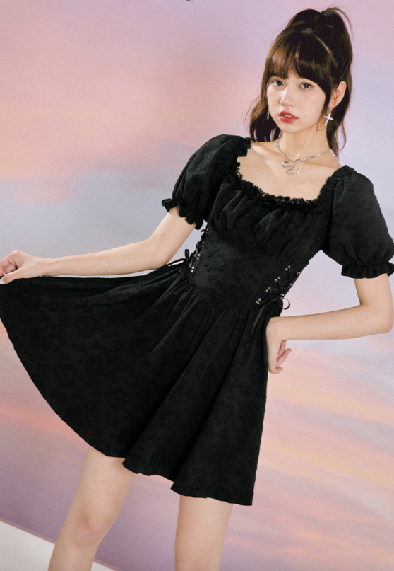 Baroque Jacquard Lace Dress ~ HANDMADE