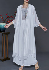 Simple White Embroidered Lace Up Chiffon Dresses Summer