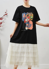 Style Black Oversized Patchwork Cartoon Tulle Party Dress Summer