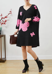 Unique Black Oversized Butterfly Nail Bead Cotton Dress Summer