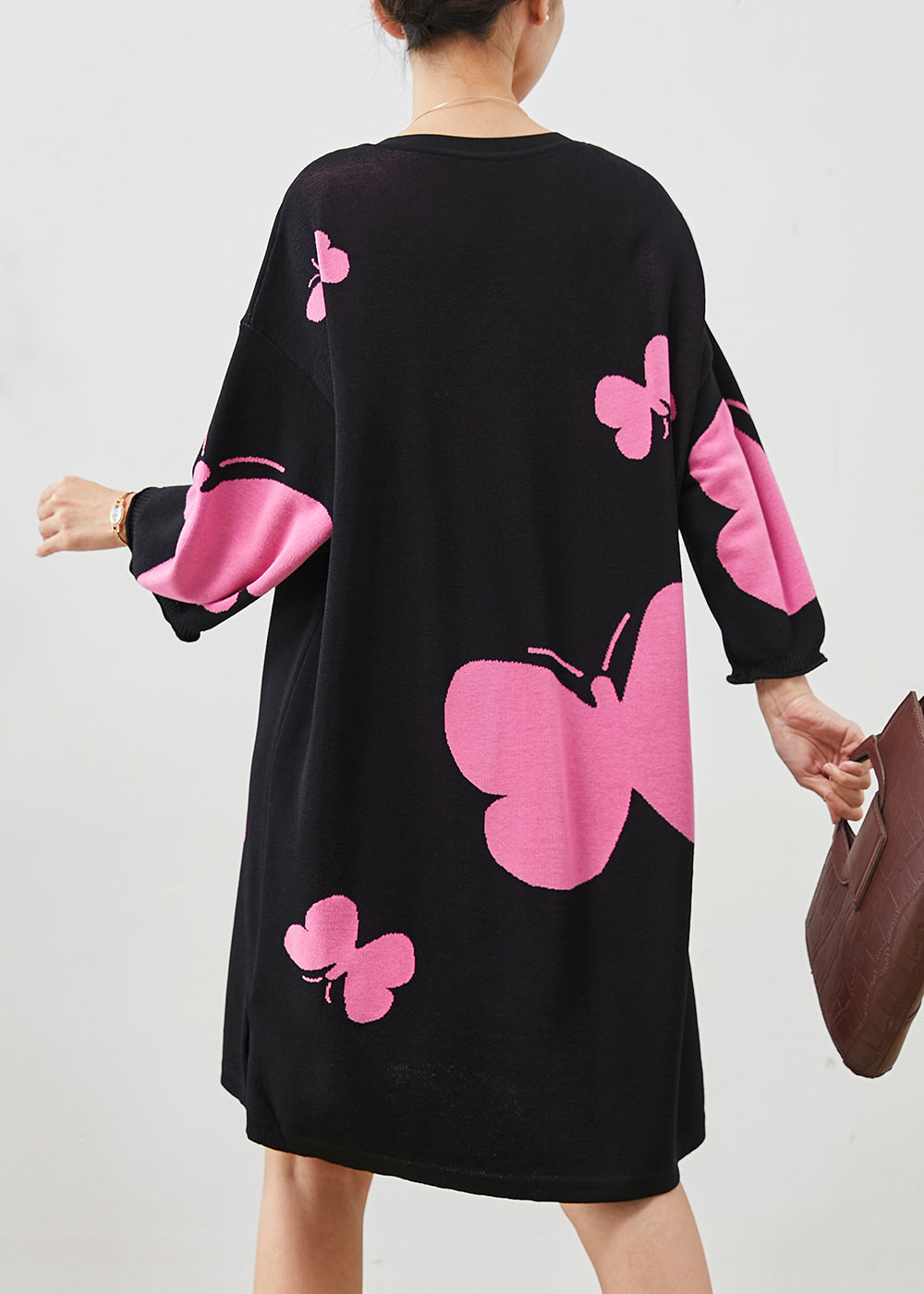 Unique Black Oversized Butterfly Nail Bead Cotton Dress Summer