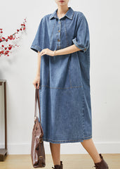 Unique Blue Oversized Patchwork Denim Dresses Summer