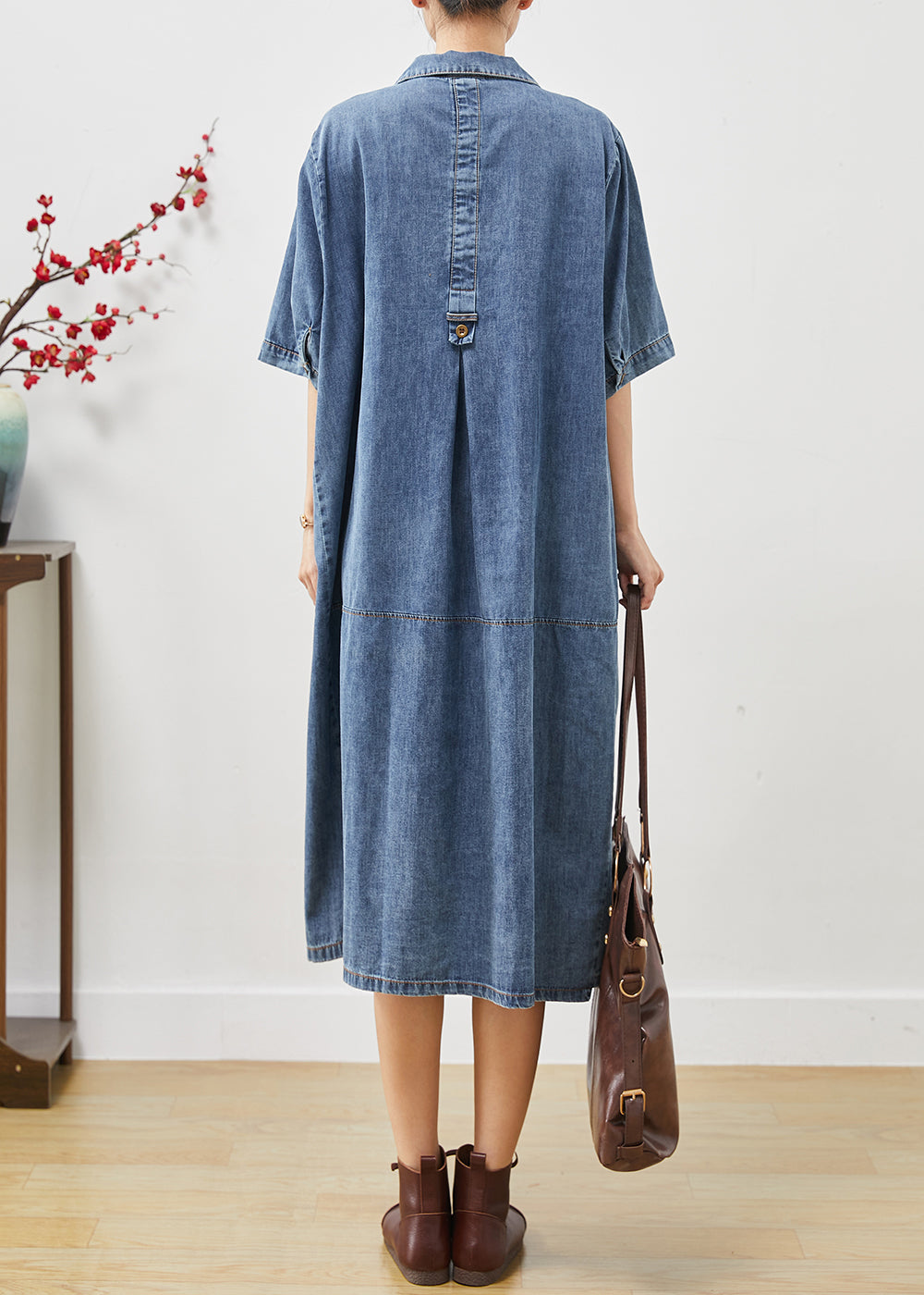 Unique Blue Oversized Patchwork Denim Dresses Summer