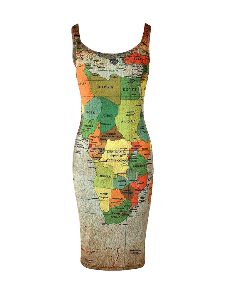 Print Sleeveless Bodycon Dress