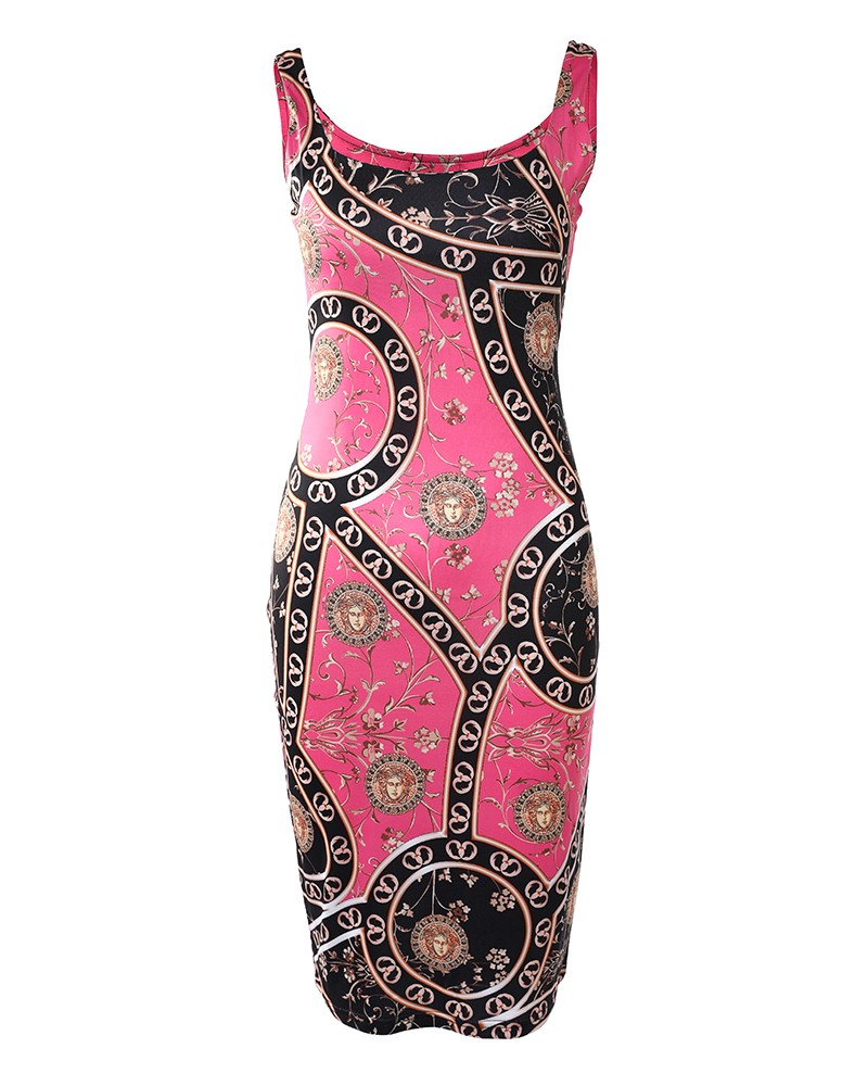 Print Sleeveless Bodycon Dress