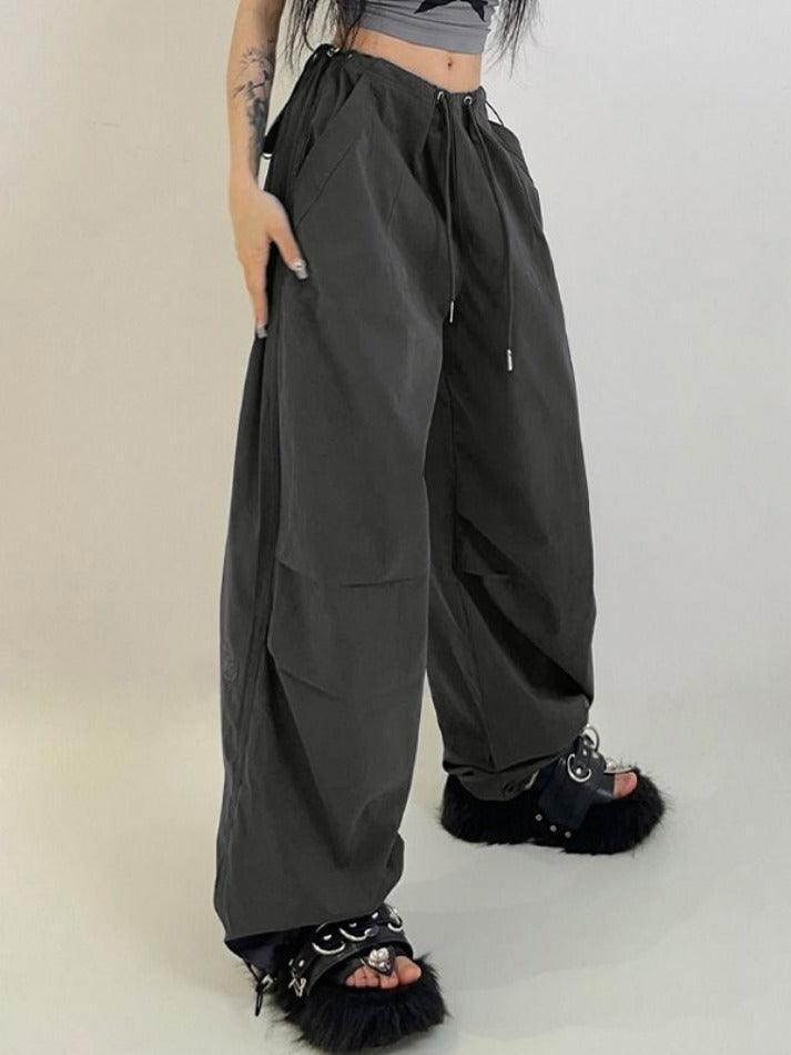 American Style Vintage Drawstring Bound Feet Cargo pants