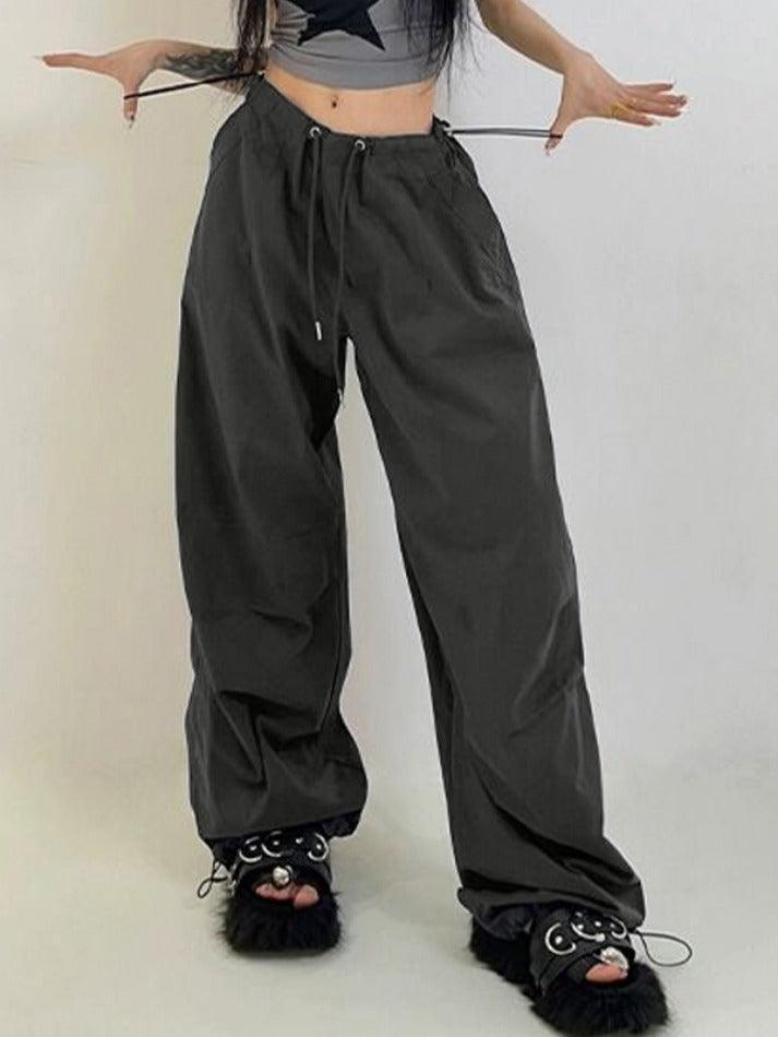 American Style Vintage Drawstring Bound Feet Cargo pants