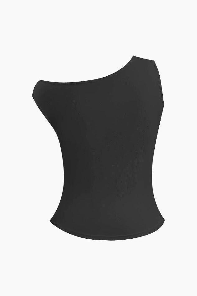 Asymmetric Button Sleeveless Top